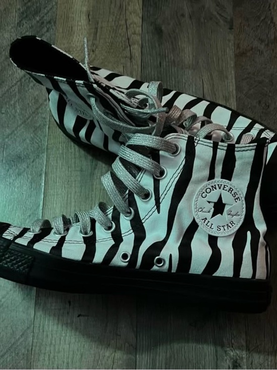 Converse Shoes - Converse Zebra-Print High-Top Sneakers - Black & White